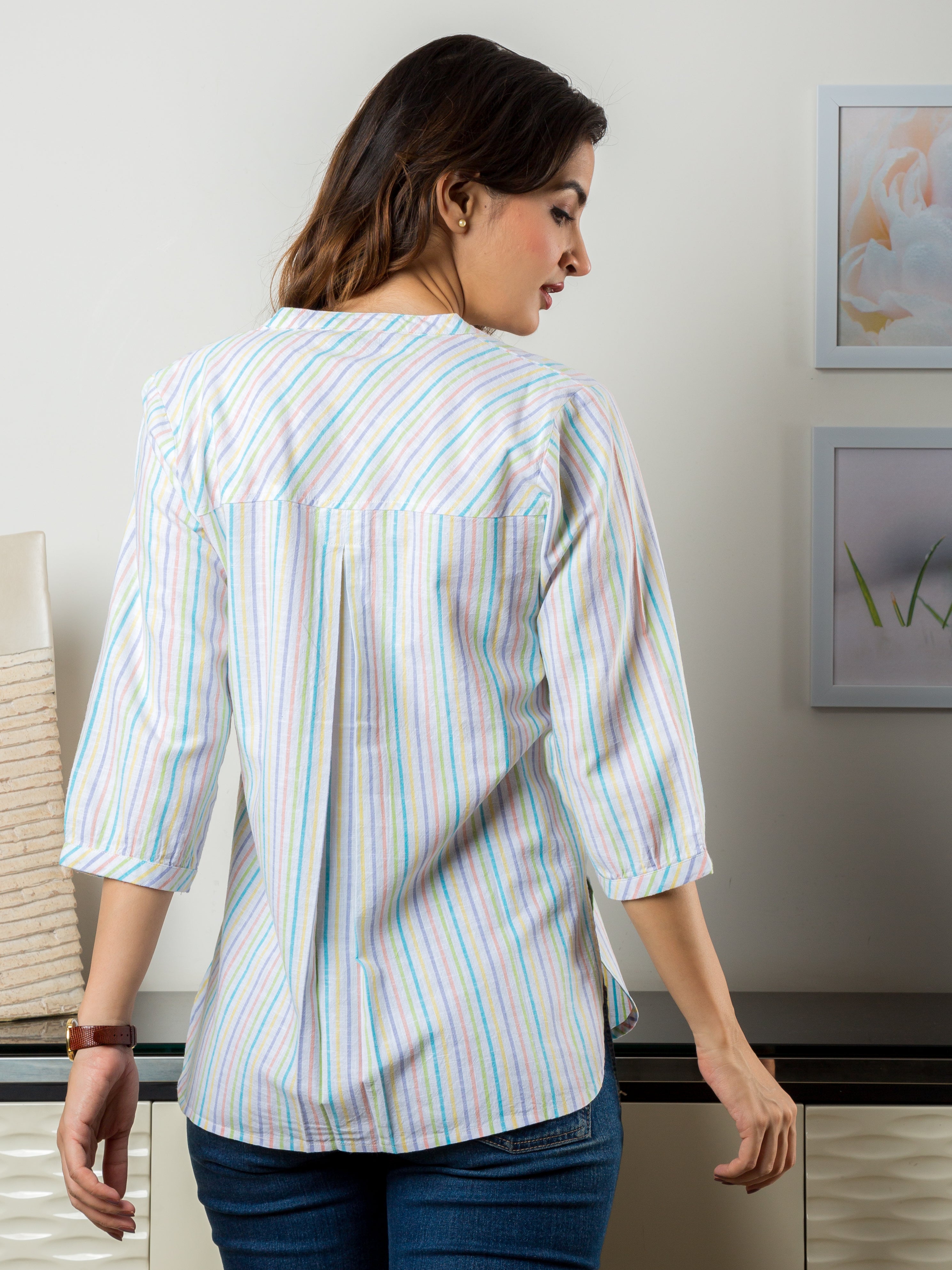 Women's Tunic in Multicolor Stripes - back