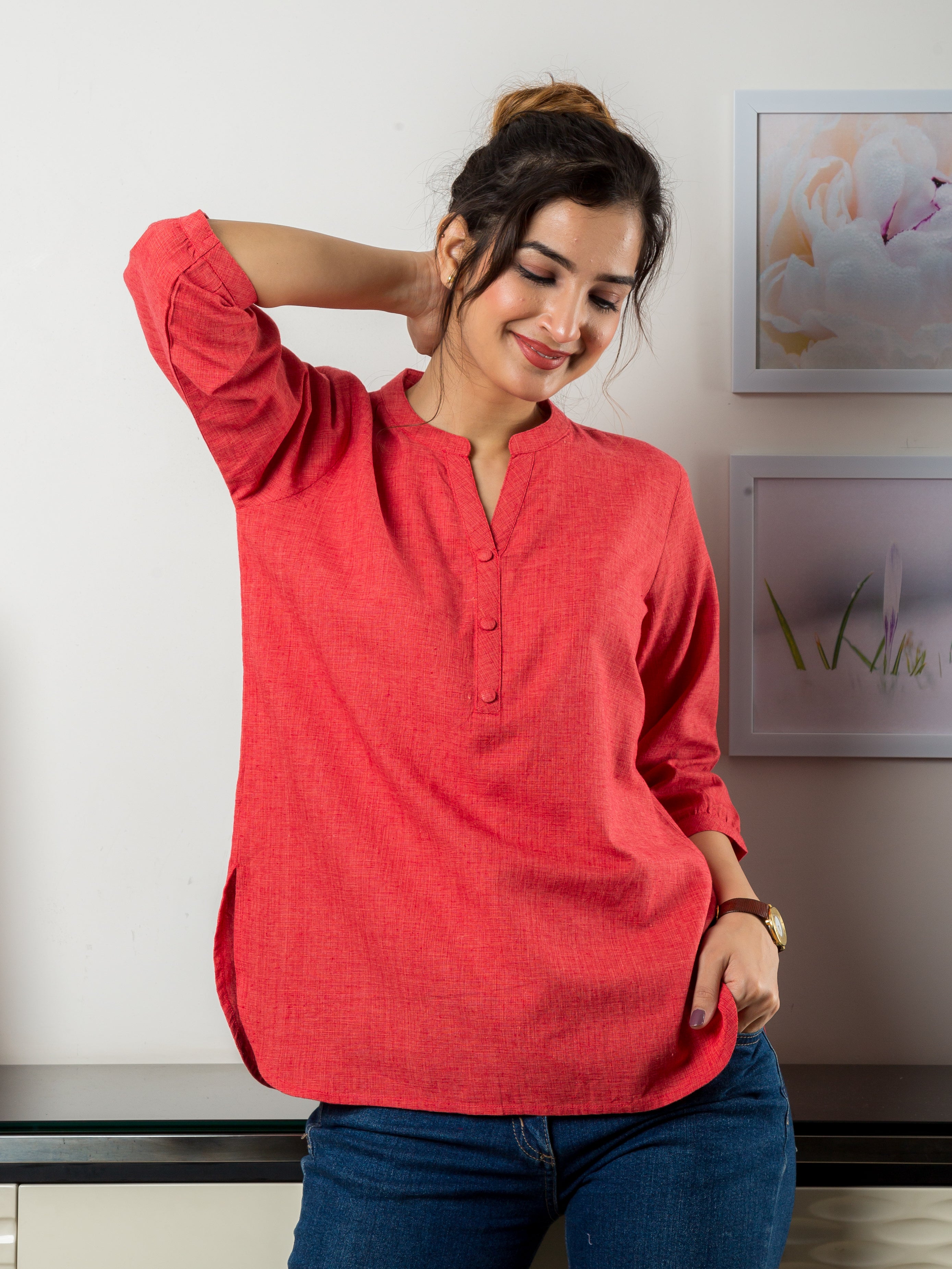 Women's Tunic in Deep Orange - Front