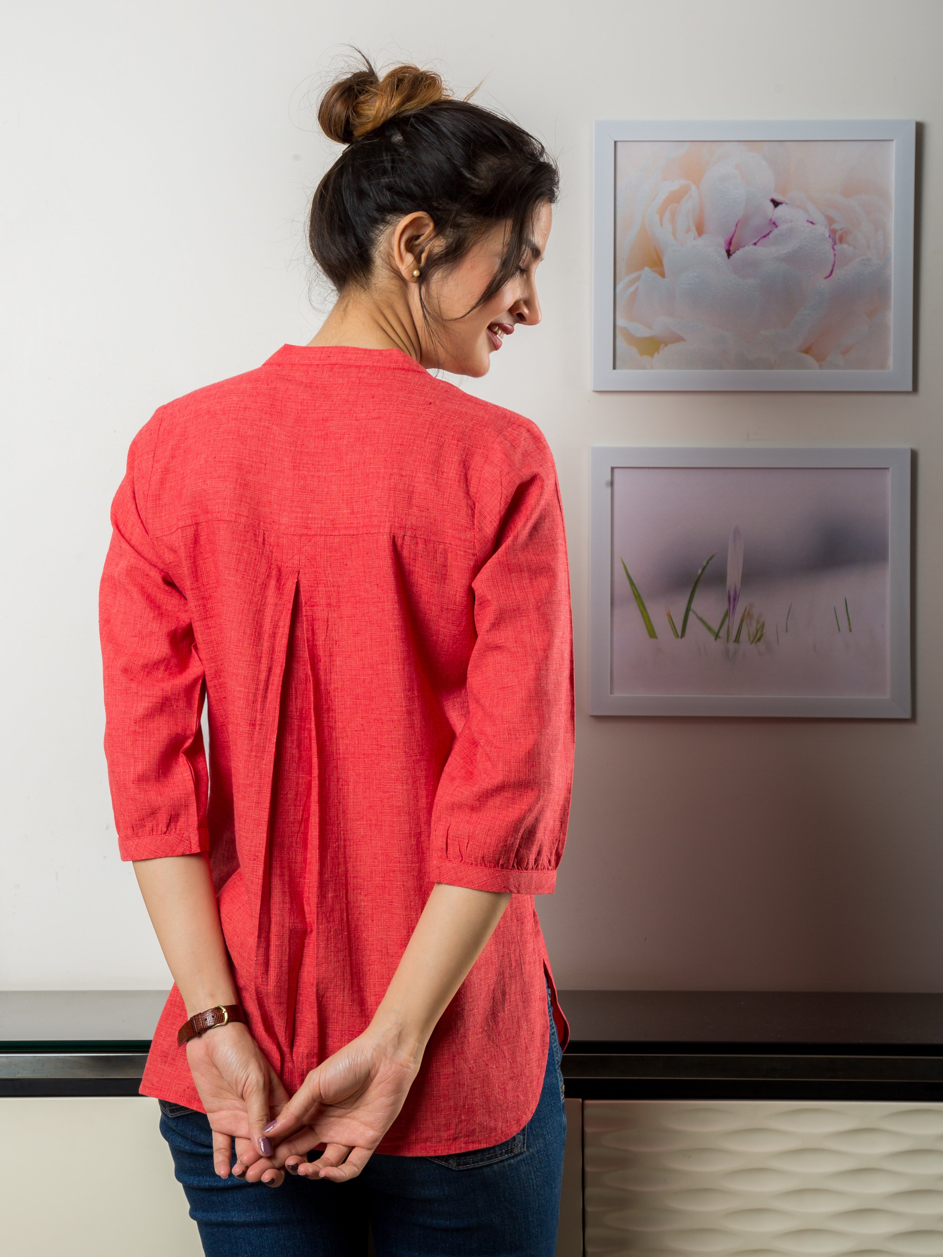 Women's Tunic in Deep Orange - Back