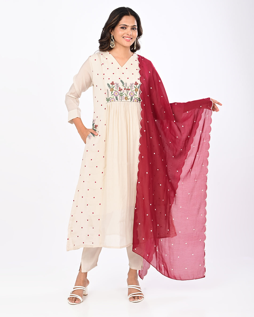 Meher White & Red Set