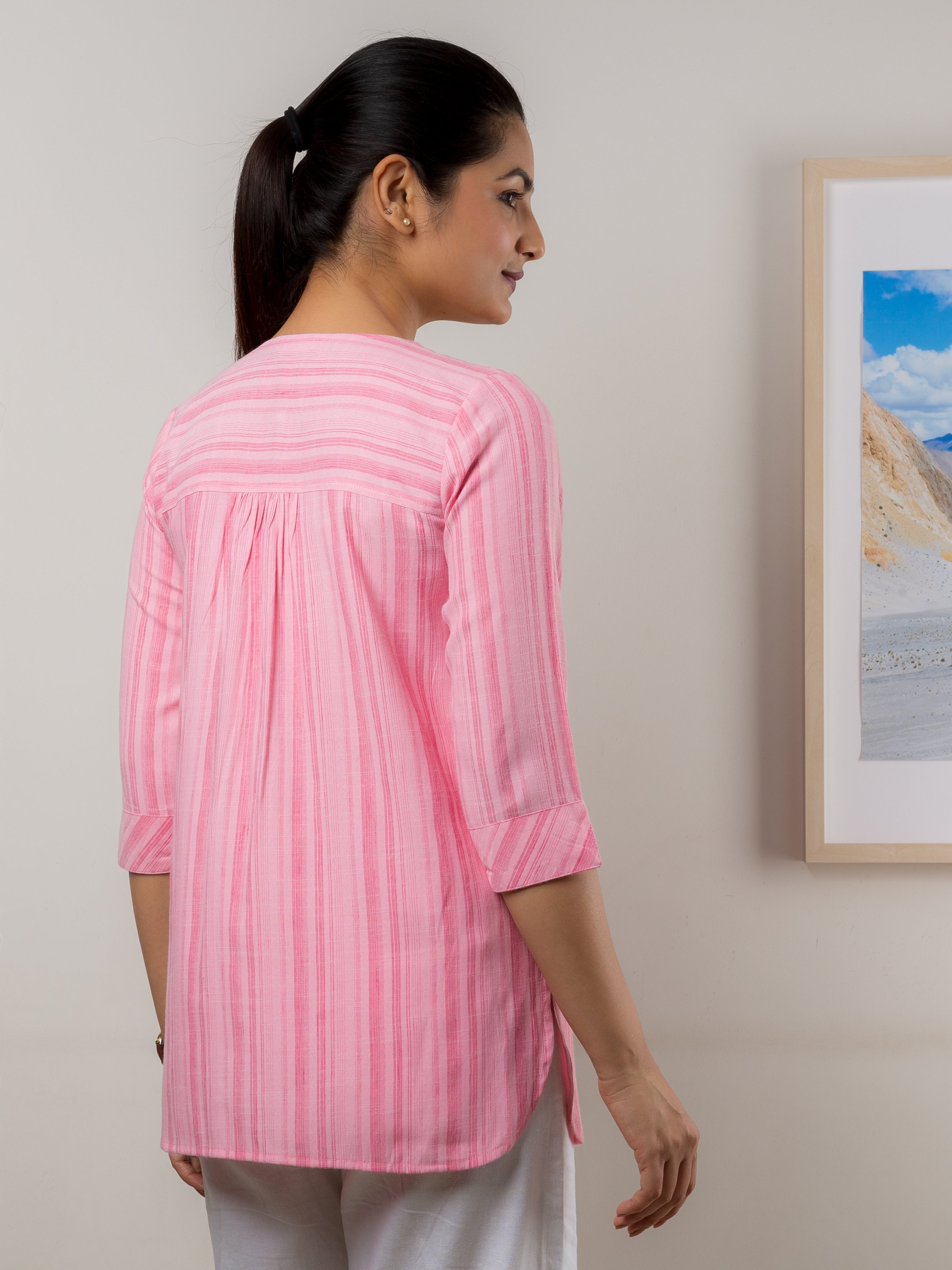Women's Tunic in Pink Stripes - Back