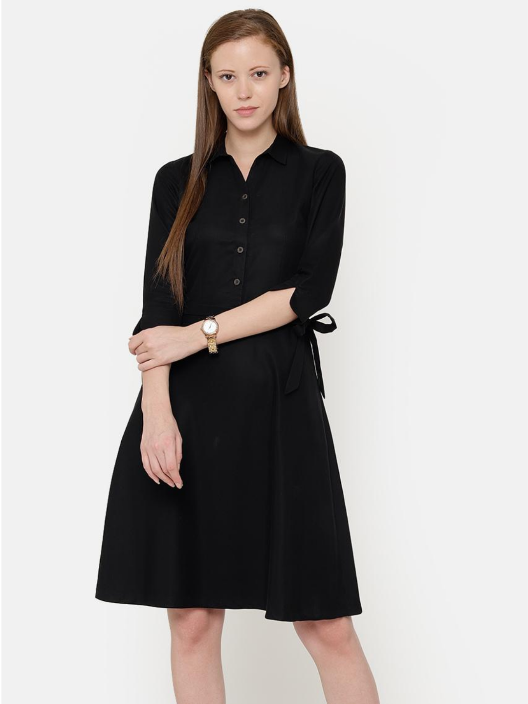 The Work Label - Black Viscose Pocket Shirt Dress -  Women's western work-wear in India