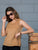 Brown Self Design Sleeveless Top