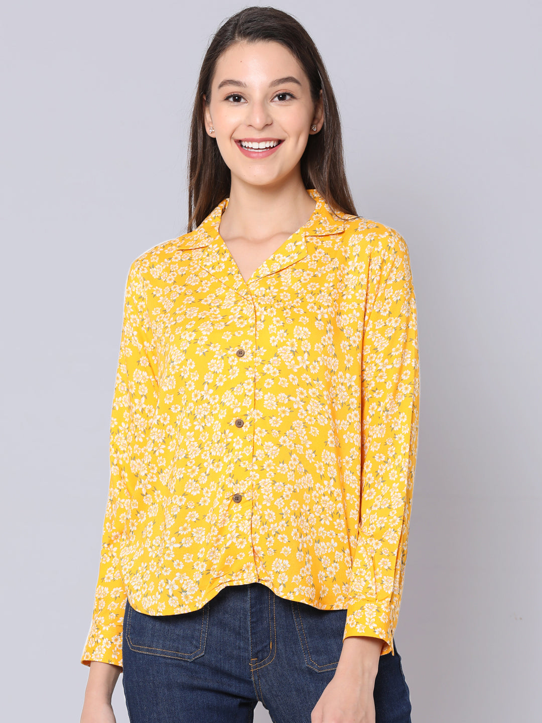 Daffodil "Pure Viscose" Collared Printed Top