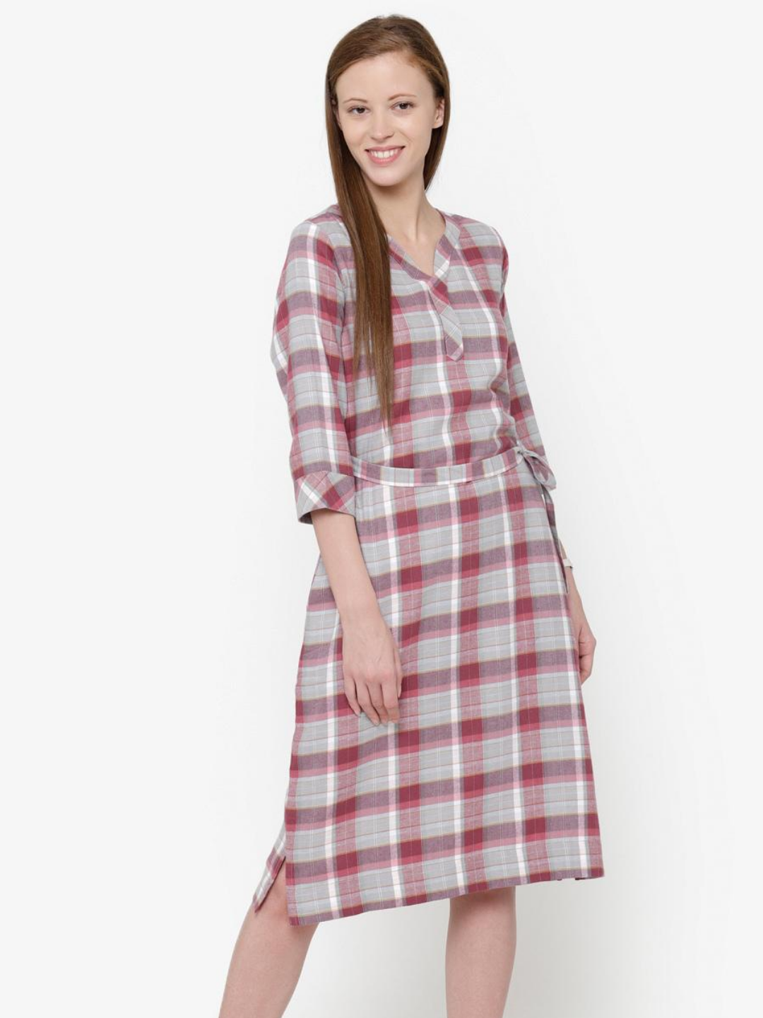 The Work Label - Pink Plaid Pocket Dress -  Women's western work-wear in India