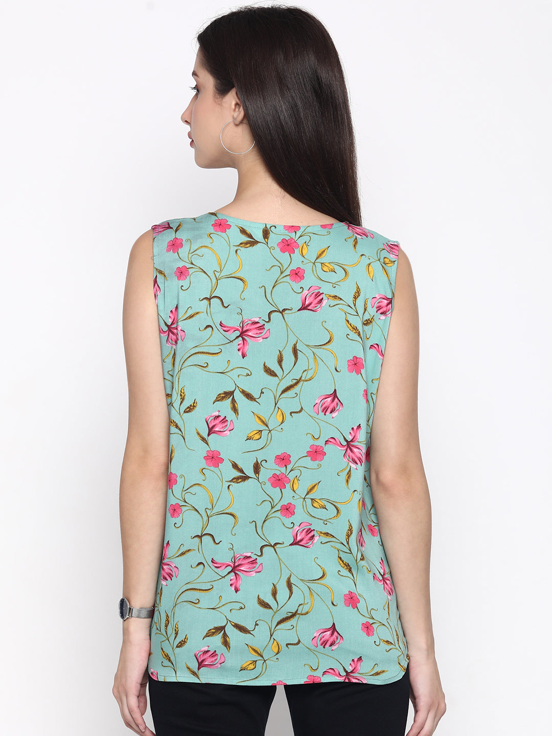 Mint 'Viscose' Floral Sleeveless Top