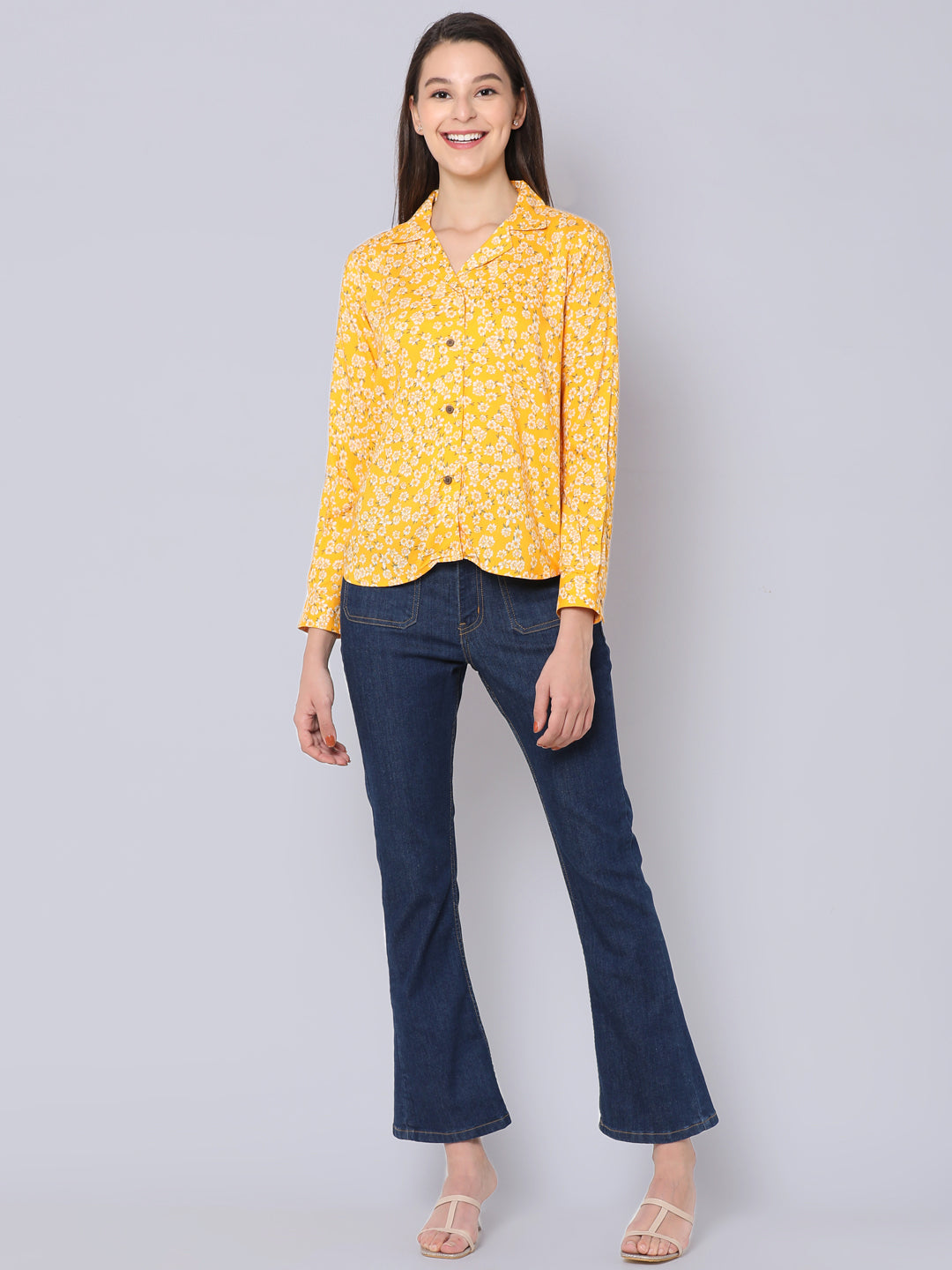 Daffodil "Pure Viscose" Collared Printed Top