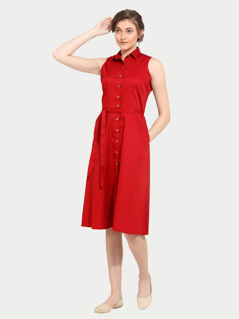 Rose "Pure Cotton" Sleeveless Shirt Dress