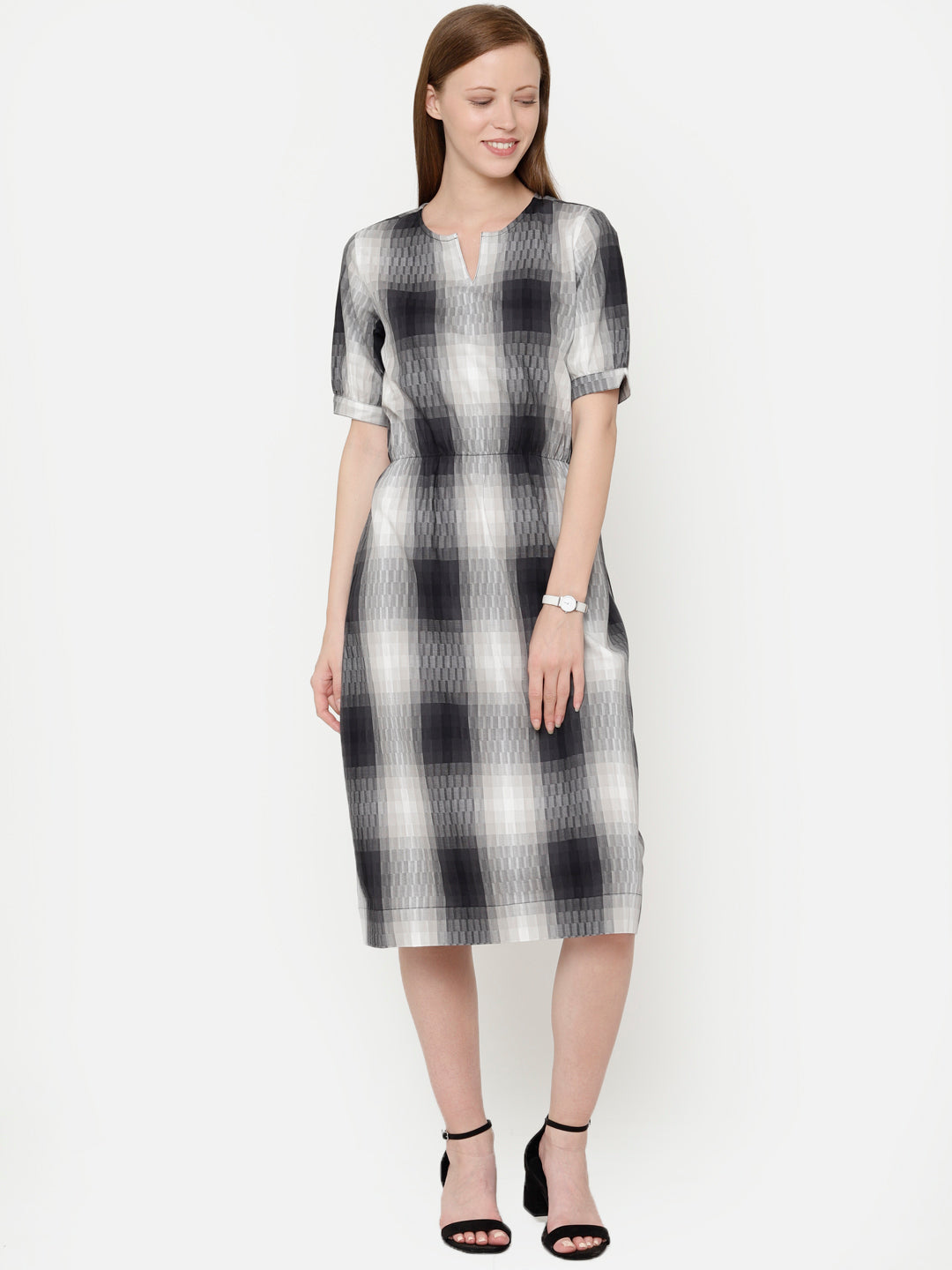 Magpie "Pure Cotton" Elastic Waist Plaid Dress