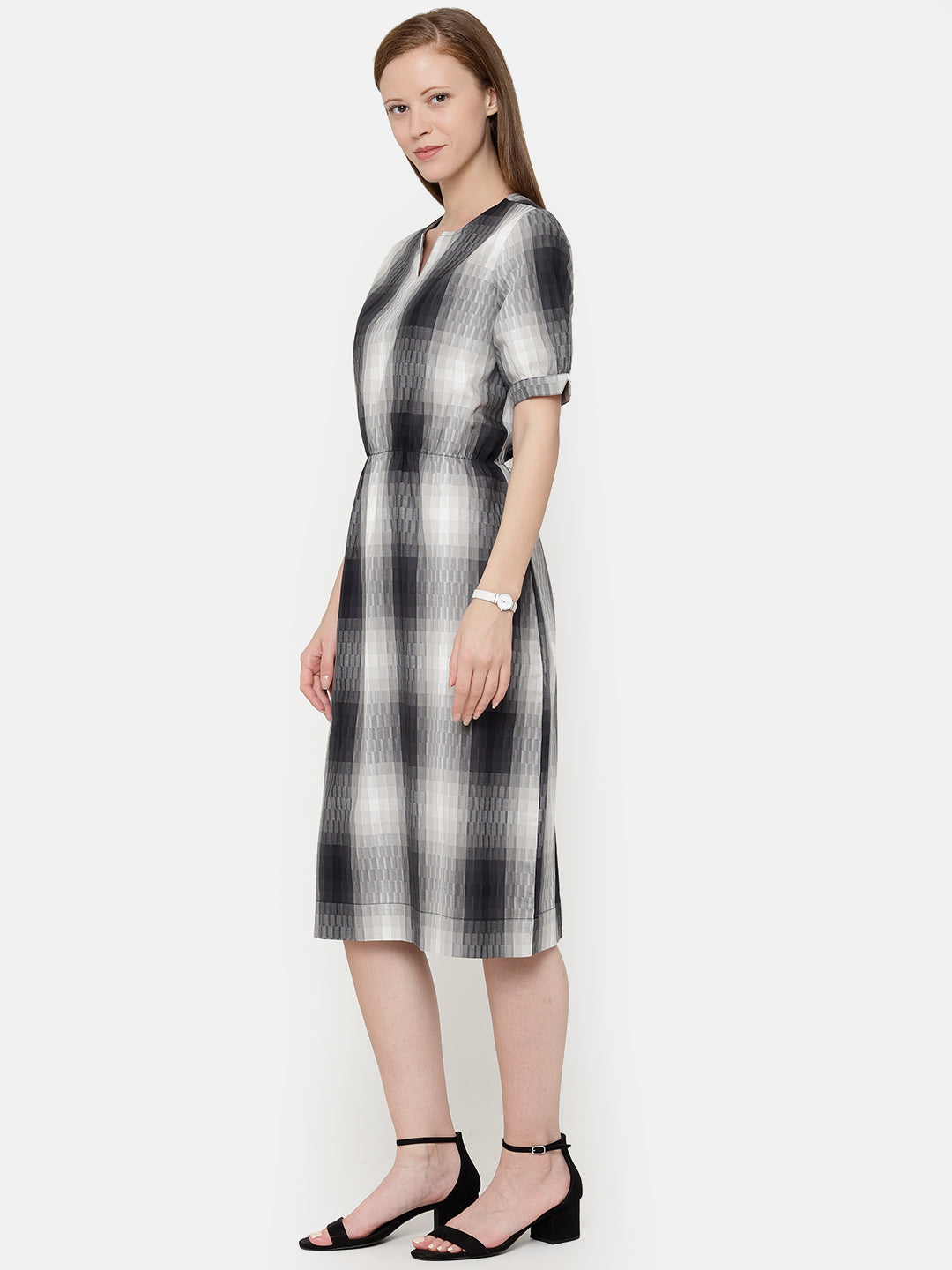 Magpie "Pure Cotton" Elastic Waist Plaid Dress