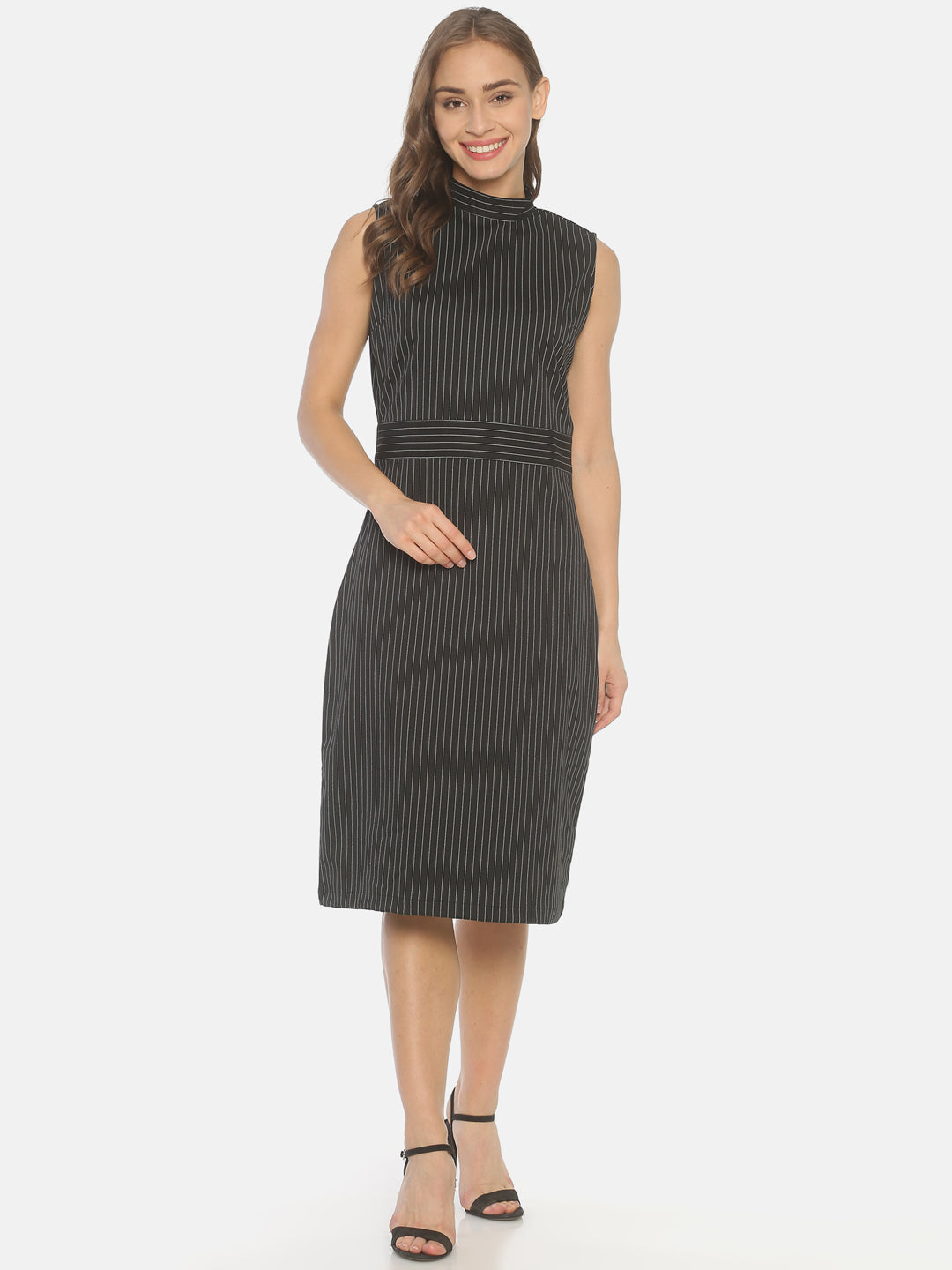 Onyx "Cotton Spandex" Stripes Sleeveless Dress