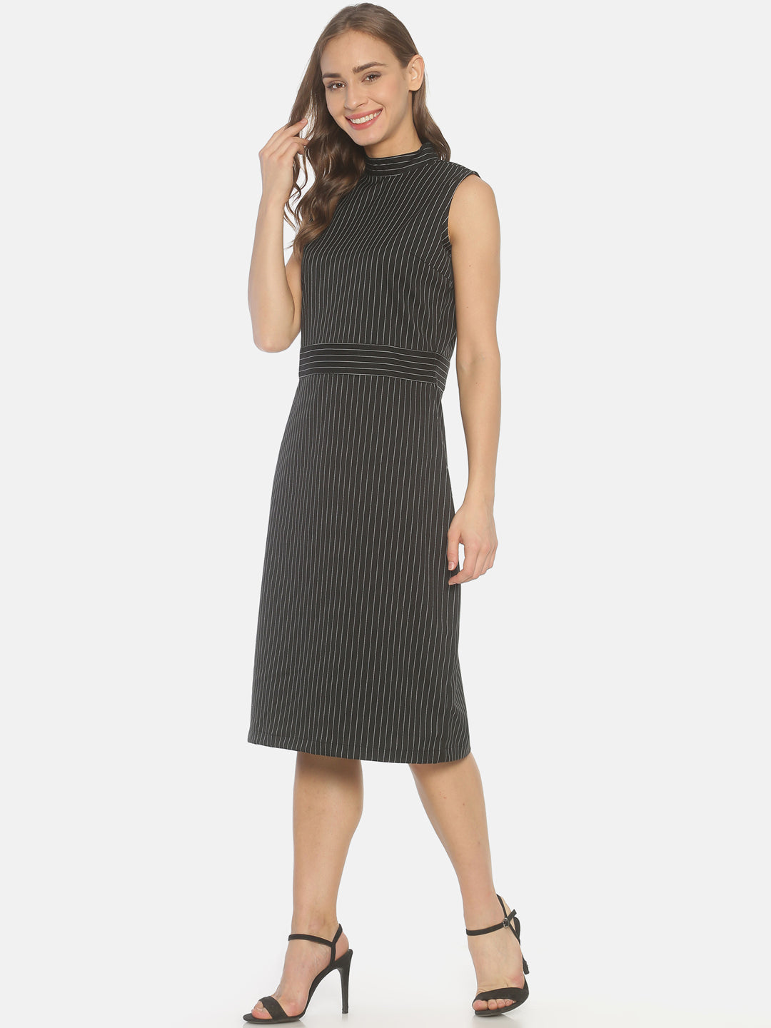 Onyx "Cotton Spandex" Stripes Sleeveless Dress