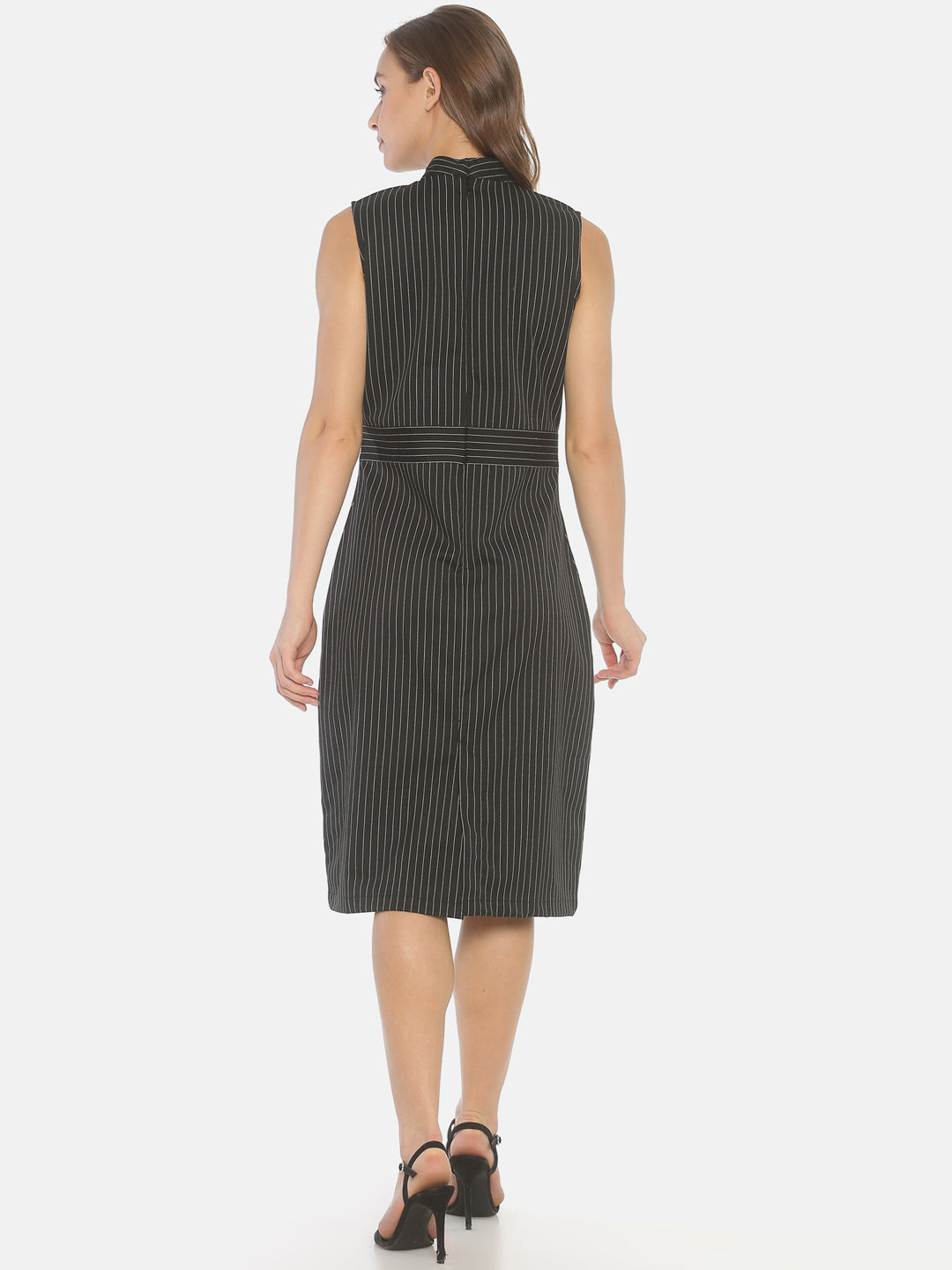 Onyx "Cotton Spandex" Stripes Sleeveless Dress