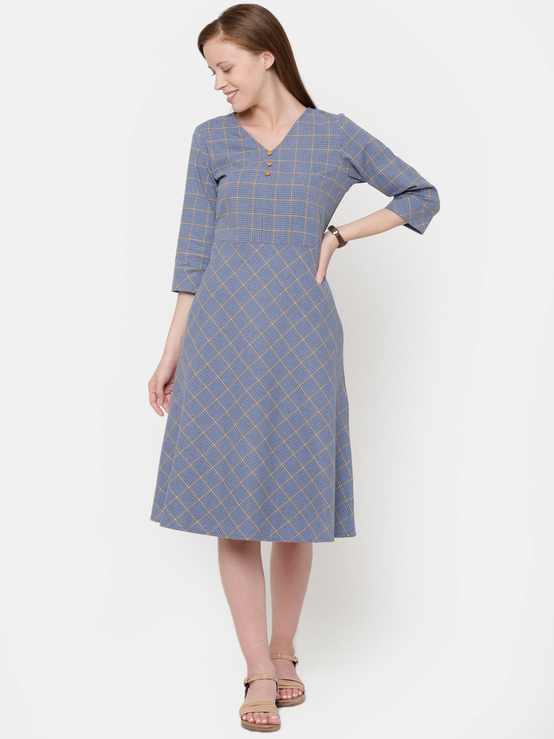 Topaz "Pure Cotton" Dobby Checkered Dress