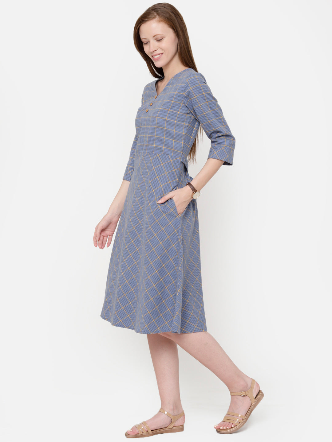 Topaz "Pure Cotton" Dobby Checkered Dress