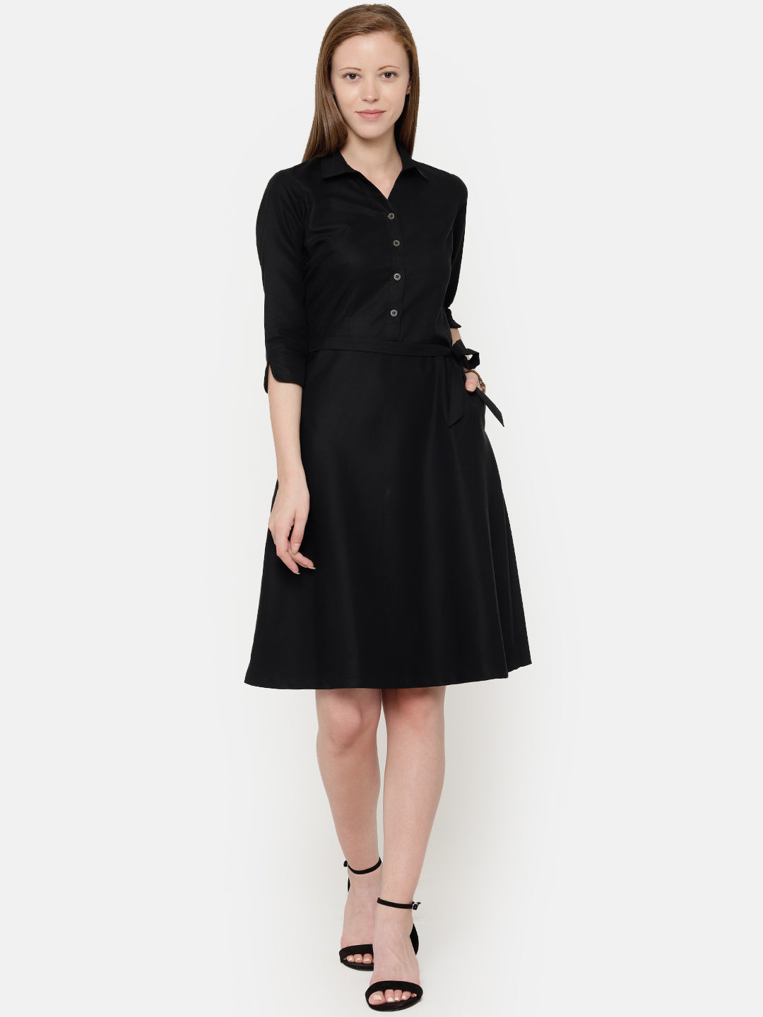 The Work Label - Black Viscose Pocket Shirt Dress - Women's western work-wear in India