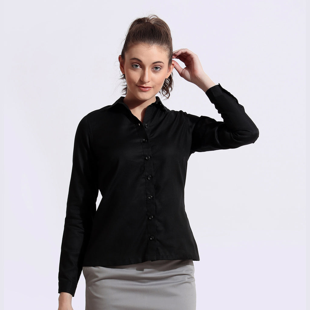 The Work Label - Black Full Sleeves Shirt - Women's western work-wear in India
